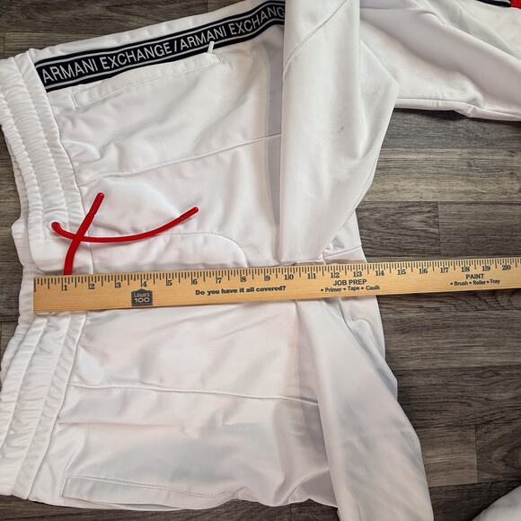 ARMAni EXChange White Side-Logo Track Pants Red Snap Hem Men’s Rare - Picture 7 of 8